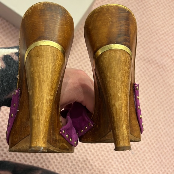 Jimmy Choo Purple and Wood Heels - Picture 6 of 10